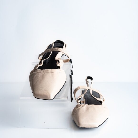 Massimo Dutti Women Leather Slingback Ballet Flats Ivory US 9 EU 40 NWT 1530/450 - Picture 4 of 8